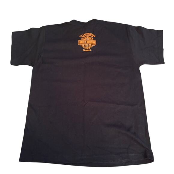 Vintage 1999 Harley Davidson Youth Size Small Black Sketch T-Shirt Ft Lauderdale - Picture 3 of 6